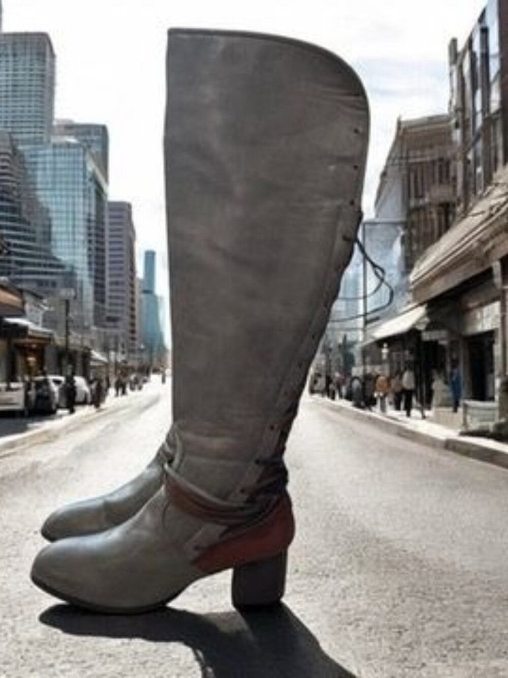 Unbranded Gray Knee High Lace Up Boots Size 6 Grunge Fall Baddie Streetwear Moto